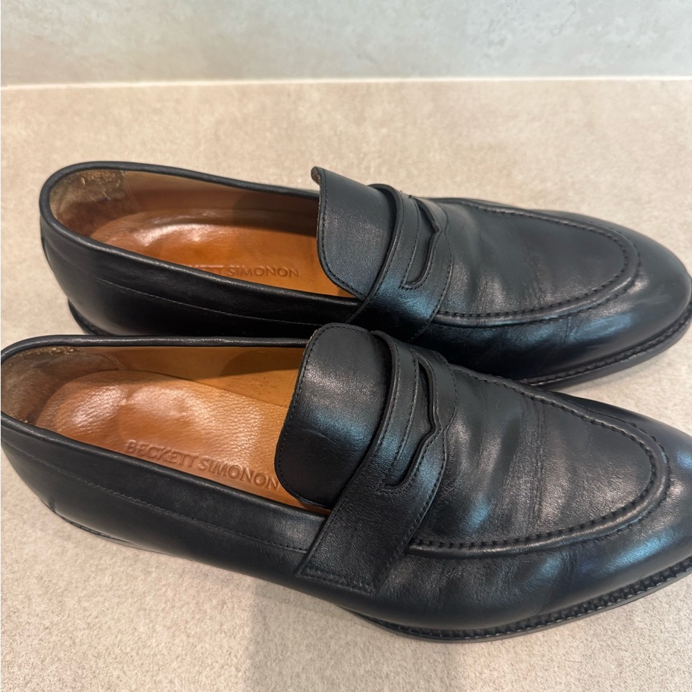 Beckett Simonon Classic Black Leather Slip-Ons